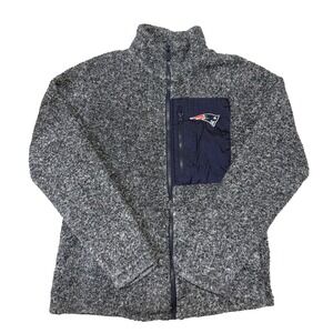 NFL New England Patriots Fleece Jacket Full‎ Zip Logo Juniors Medium